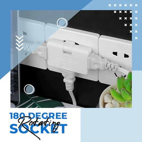 180 Degree Rotating Socket 3 in 1 Way Flat Wall Outlet