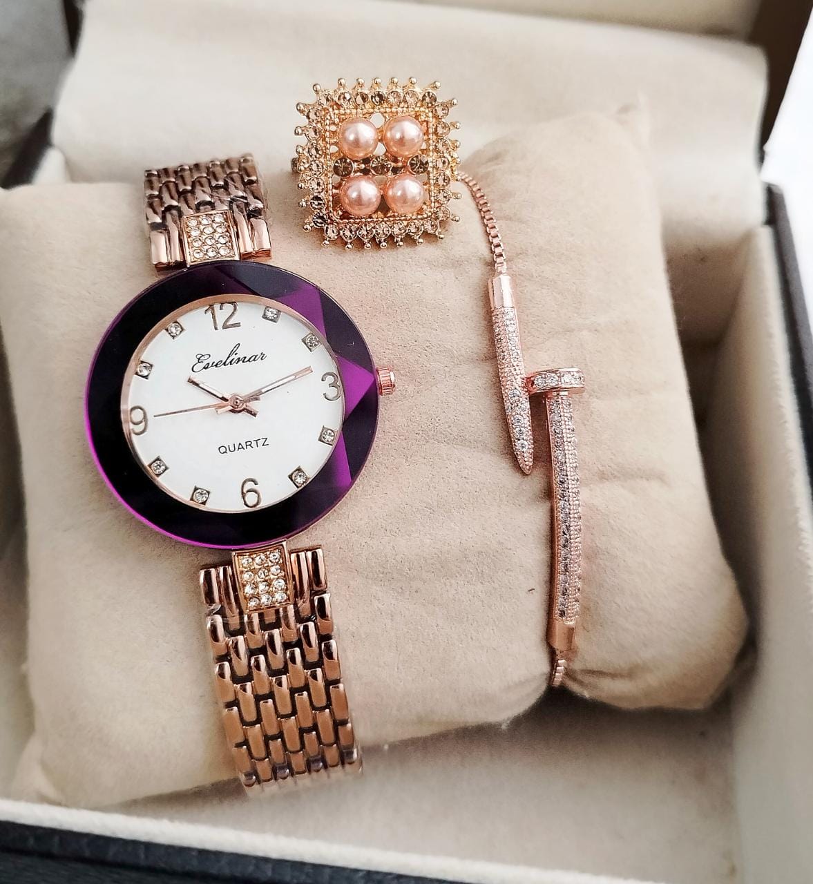 Evelinar Ladies Jewellery Watch ➕ Bracelet ➕Ring 💍